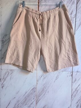 3/$60 BUNDLE of 2 Primark Cream Tan and Grey Drawstring Shorts SZ L